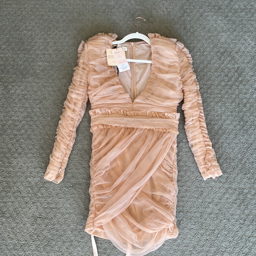 House Of CB, 'Fleur' Nude Tulle Dress, Size L - Picture 4 of 11